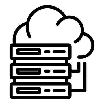 Server data cloud icon, outline style 스톡 일러스트