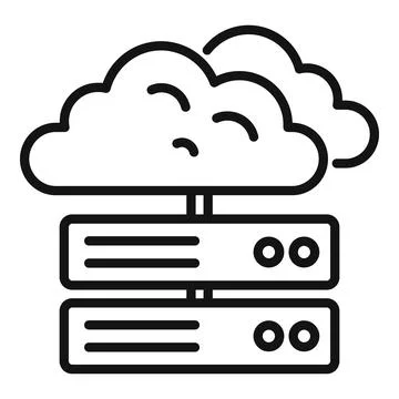 Server data cloud icon, outline style 库存插图