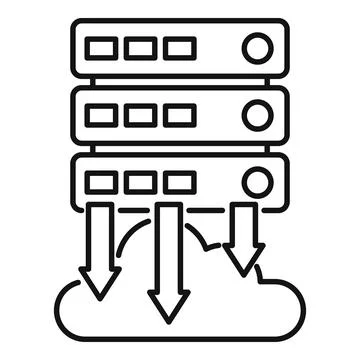 Server data download icon, outline style 스톡 일러스트