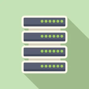 Server data equipment icon flat vector. Computer storage Stock Illustration
