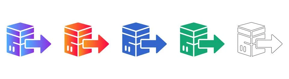 Server Data Export Icons イラスト素材