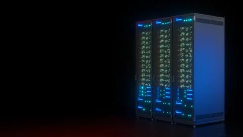 Server data farm computer on black background. Connection and cyber network i Stock Photos