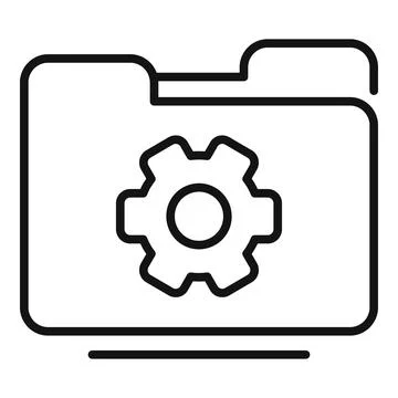 Server data folder icon, outline style 库存插图