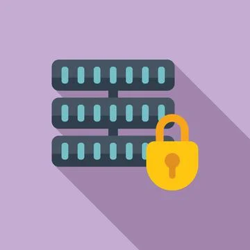 Server data icon flat vector. Privacy protect Stock Illustration