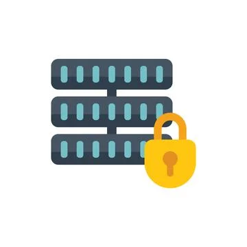 Server data icon flat vector. Privacy protect Stock Illustration
