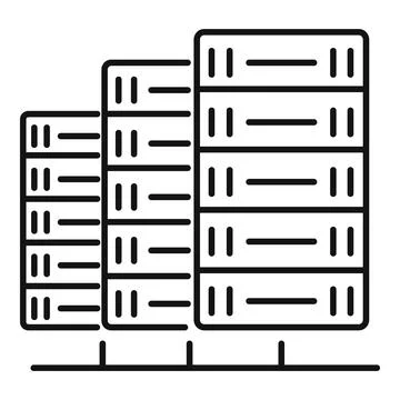 Server data icon, outline style Stock Illustration
