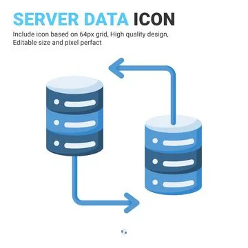 Server data icon vector with flat color style isolated on white background 스톡 일러스트