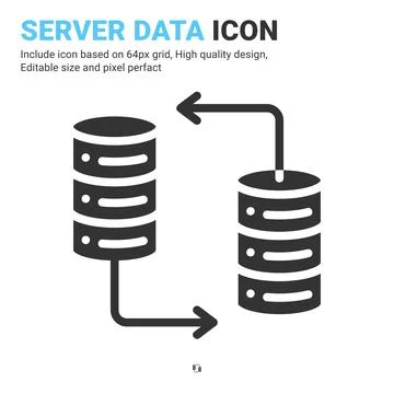Server data icon vector with glyph style isolated on white background Stock Illustration