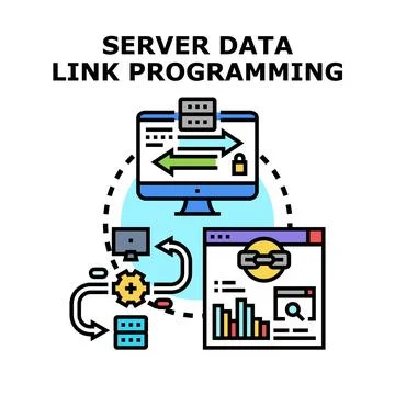 Server data link programming concept developing Stockillustratie