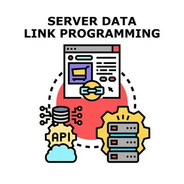 Server data link programming connecting web application with database Stockillustratie