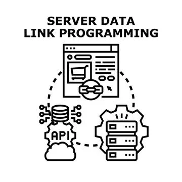 Server data link programming connecting web application with database Stock Illustration