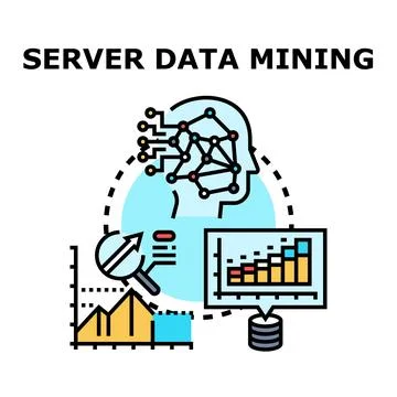 Server data mining analysis processing extracting valuable insights Illustrazione stock