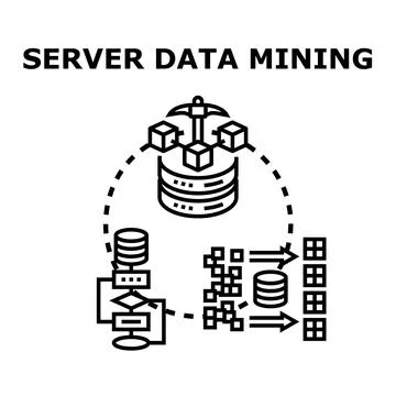 Server data mining process and big data analysis concept Stock Illustration