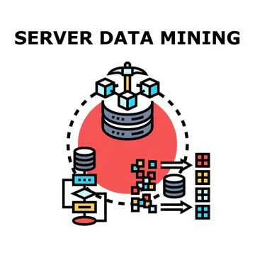 Server data mining process and big data analysis concept Stock Illustration