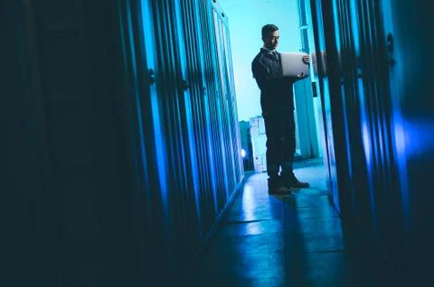 Server data network center internet man connection Stock Photos