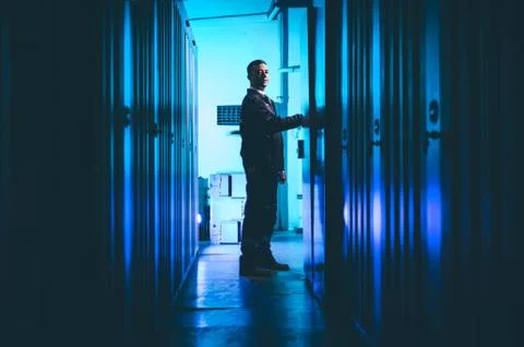 Server data network center internet man connection Stock Photos