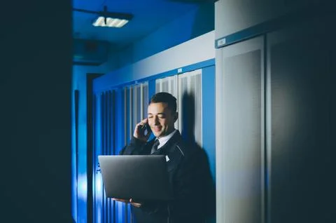 Server data network center internet man connection Stock Photos