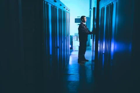 Server data network center internet man connection Stock Photos