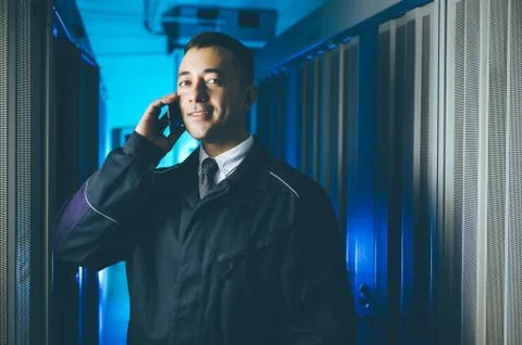 Server data network center internet man connection Stock Photos