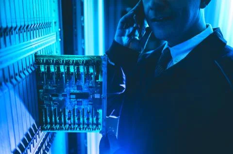 Server data network center internet man connection Stock Photos
