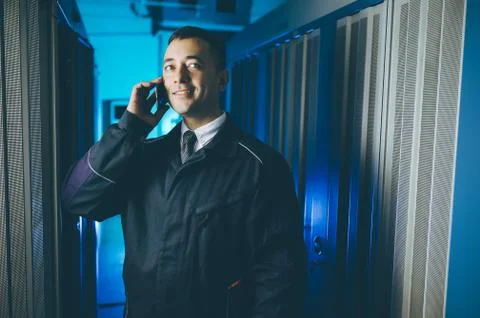 Server data network center internet man connection Stock Photos