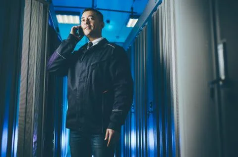 Server data network center internet man connection Stock Photos