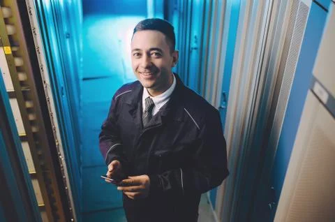 Server data network center internet man connection Stock Photos