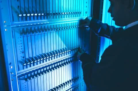 Server data network center internet man connection Stock Photos