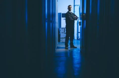 Server data network center internet man connection Stock Photos