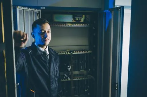 Server data network center internet man connection Stock Photos