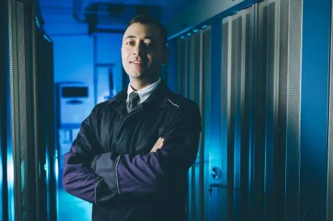 Server data network center internet man connection Stock Photos