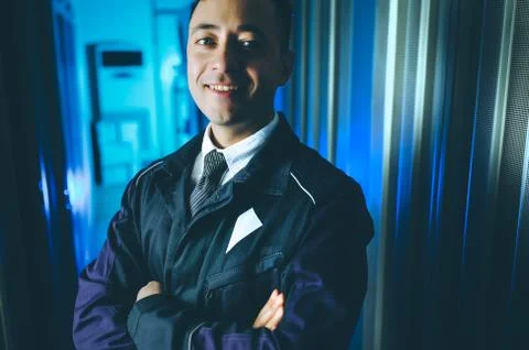 Server data network center internet man connection Stock Photos