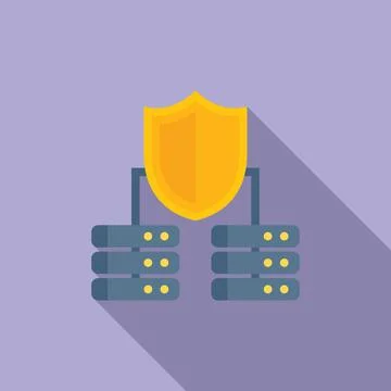 Server data privacy icon flat vector. Protect password Stock Illustration