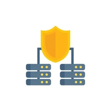 Server data privacy icon flat vector. Protect password Stock Illustration
