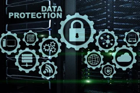 Server data protection concept. Safety of information from virus cyber digital Stock Photos