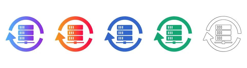 Server Data Refresh Icon Set Stock Illustration