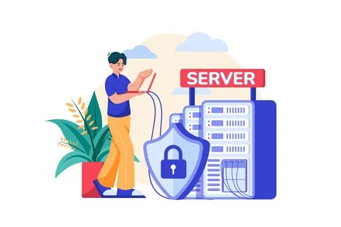 Server Data Security Stock Illustration