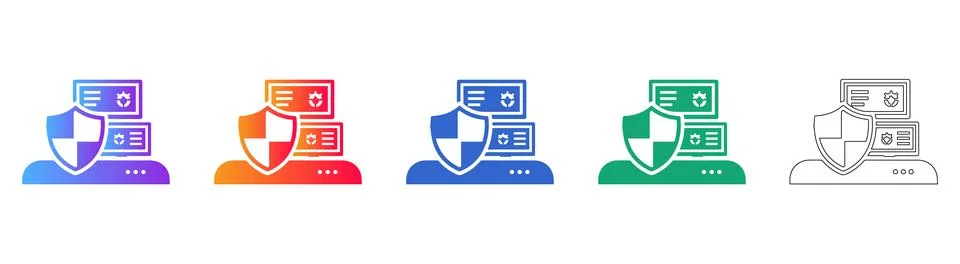 Server Data Security Protection Icons Set イラスト素材