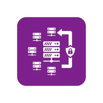 Server data security purple icon illustrating secure information storage pr.. Stockillustratie