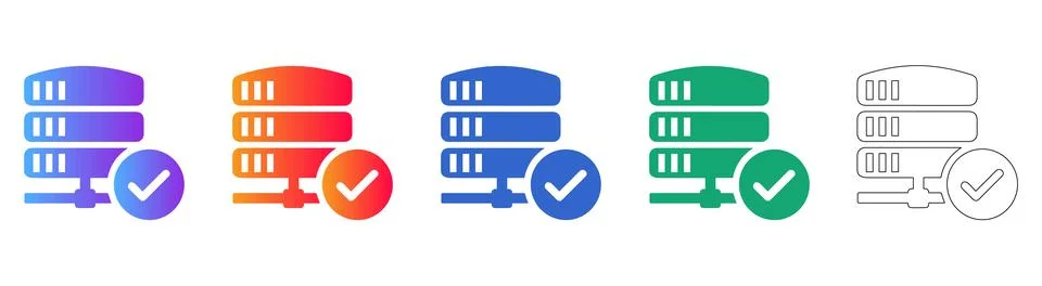 Server Data Storage Verification Icon Set 스톡 일러스트