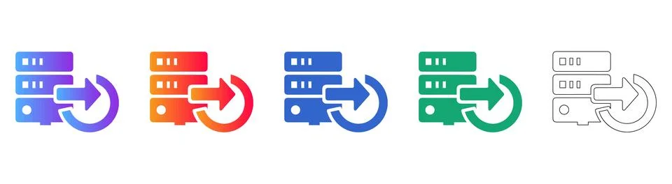Server Data Sync and Refresh Icons 库存插图