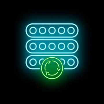 Server data synchronization in neon style icon Stockillustratie