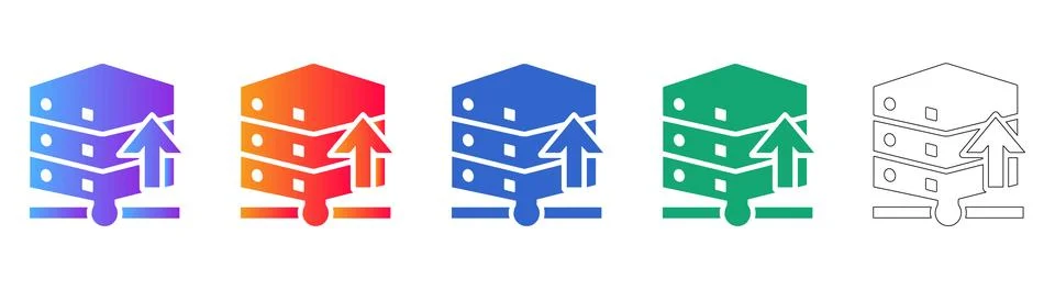 Server Data Upload and Migration Icons Illustrazione stock