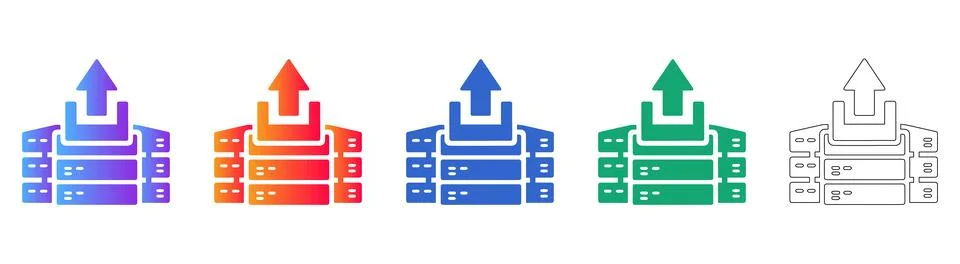 Server Data Upload Icons Set Illustrazione stock