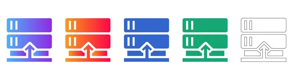 Server Data Upload Icons Set Stockillustratie