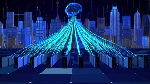 Server data is uploaded to cloud brain storage Stock Footage 297026457