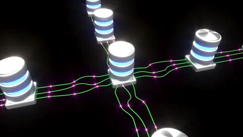 Server database connecting machine learning big data Stock Footage 320014094