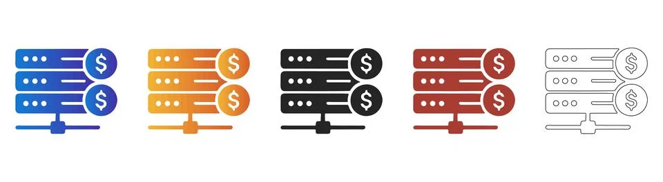 Server database financial data storage icon Stock Illustration