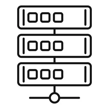 Server database icon, outline style Stock Illustration