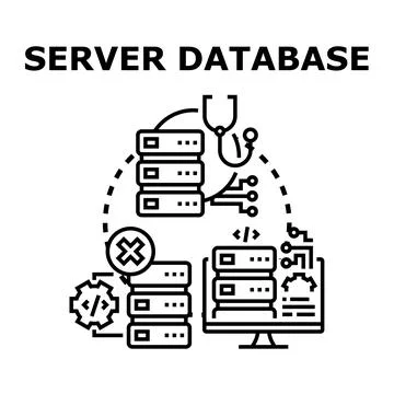 Server database management and administration concept vector Stock Illustration